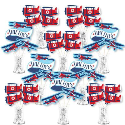 Airplane 35 Pieces Vintage Plane Baby Shower or Birthday Party Centerpiece Sticks Taking Flight Showstopper Table Toppers